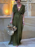Women's Kimono Drape with Braids Cover-Up and Elegant Slit Maxi Dress