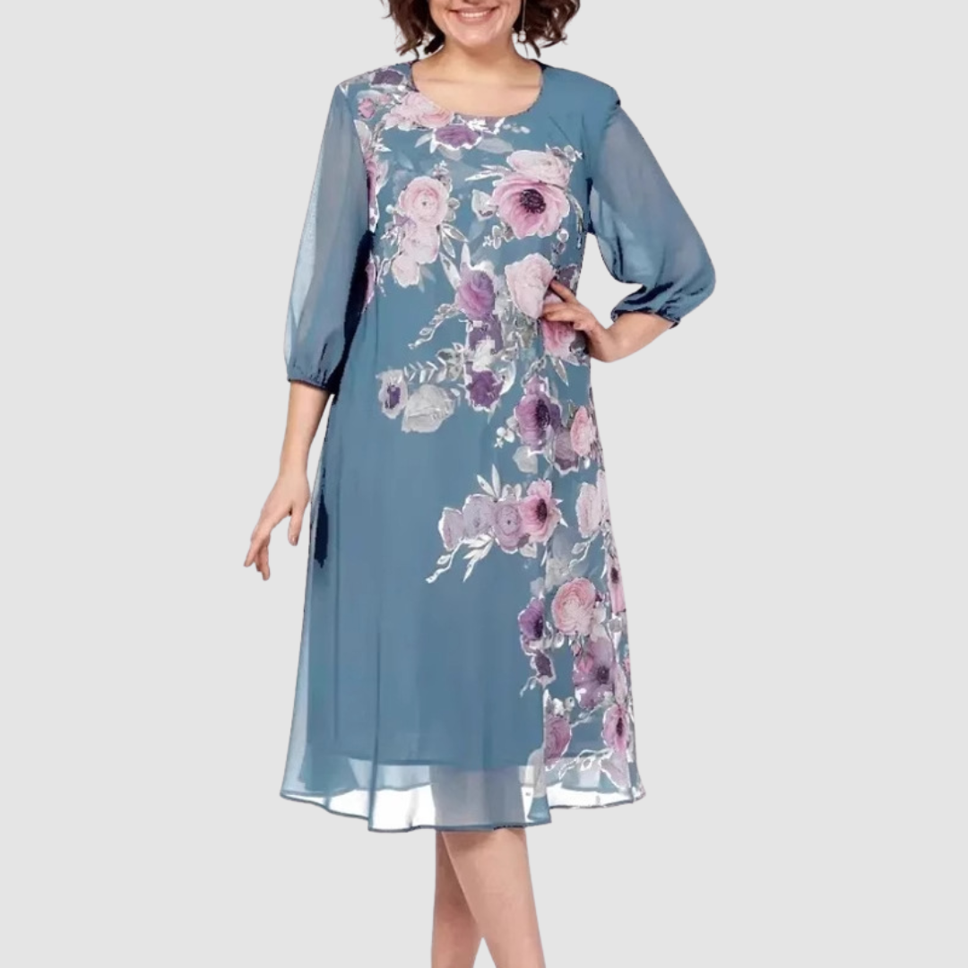 Allison Floral Elegance Dress Red | Cow Clothing