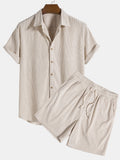Men's Corduroy Short-Sleeve Button-Up Shirt & Shorts Set