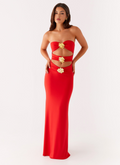 Women's Scarlet Bloom Dress - Bold, Radiant Red Elegance