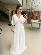 Bold, Vibrant Pleated Maxi Dress
