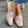 Women's Shiny Loafers with Block Heel