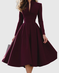 Women's Avelina V-Neck Midi Dress - Effortless Elegance