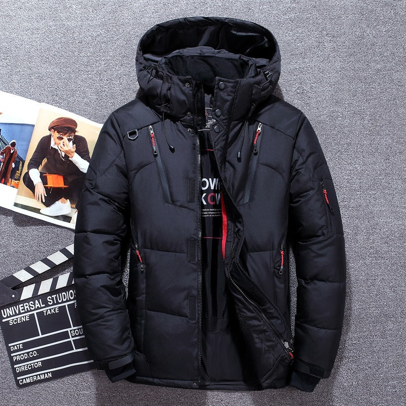 Men’s Hooded Puffer Jacket – Zip-Up Winter Coat