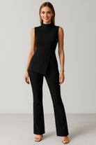 Eva | Elegant Rib Coordinated Set med Asymmetrisk Top og Løse Bukser - - Eva | Elegant Rib Coordinated Set med Asymmetrisk Top og Løse Bukser - €25 - {{ product_tags }