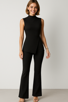 Eva | Elegant Rib Coordinated Set med Asymmetrisk Top og Løse Bukser - - Eva | Elegant Rib Coordinated Set med Asymmetrisk Top og Løse Bukser - €25 - {{ product_tags }