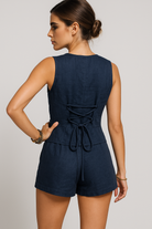 Zoya | Kvinder Sommerdobbelt sæt med wrap-top og shorts i linnedblanding - - Zoya | Kvinder Sommerdobbelt sæt med wrap-top og shorts i linnedblanding - €25 - {{ product_tags }