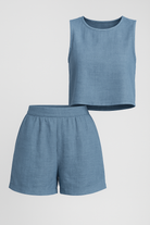 Diara | Sæt til sommer uden arme i to dele - Blu - Diara | Sæt til sommer uden arme i to dele - €25 - {{ product_tags }