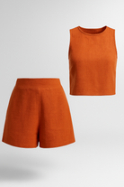 Diara | Sæt til sommer uden arme i to dele - Arancione - Diara | Sæt til sommer uden arme i to dele - €25 - {{ product_tags }
