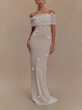 Women's Long floral off-the-shoulder dress for an elegant and