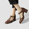 Women's Orthopedic T-Strap Block Heels for All-Day Comfort