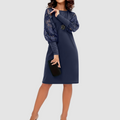 Women's Graceful Floral Lace-Trim Dress