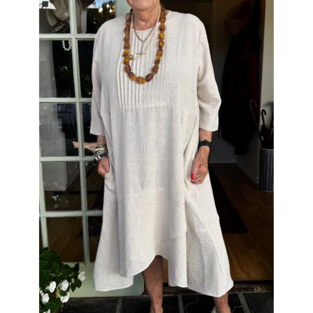 Women's Pleated Dress with Irregular Hem