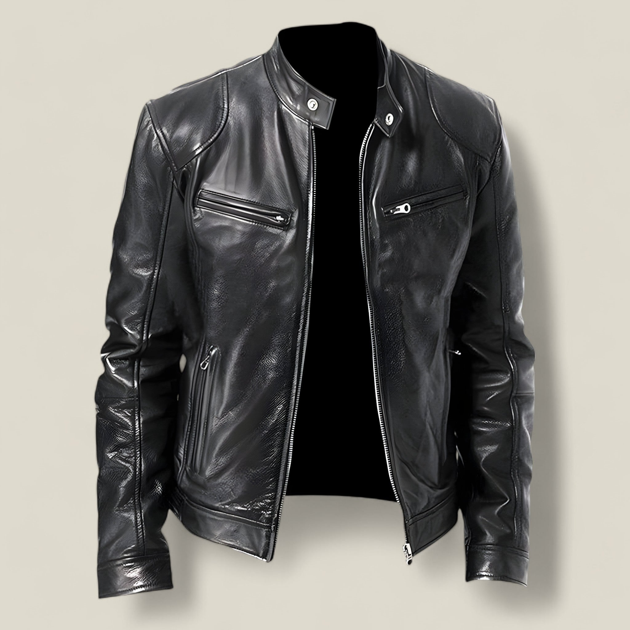 Basile | Veste de moto pour homme en cuir - Coupe slim et protection coupe-vent