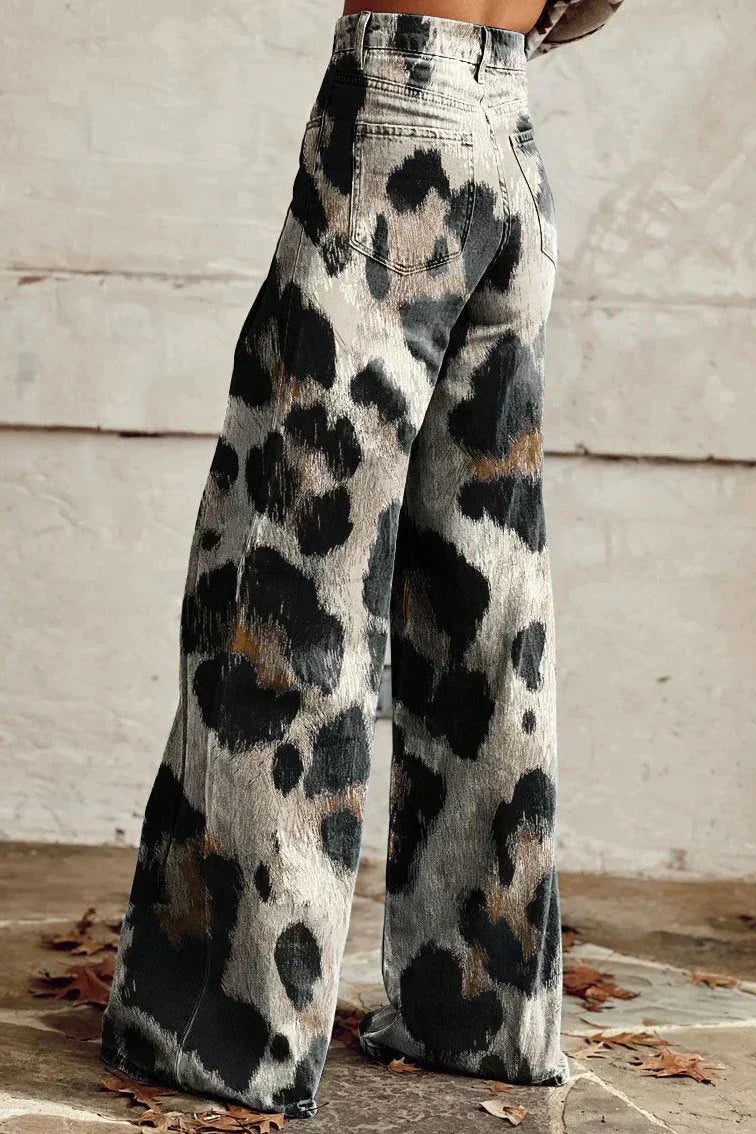 Bold Leopard Print Jeans – Statement-Making Denim