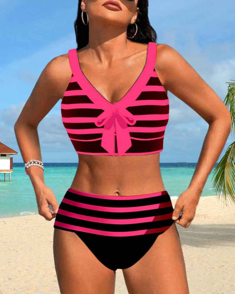 Muse® | Gestreifter Bikini mit hohem Bund