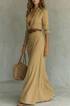 Azura Belted Button-Down Wrap Maxi Dress