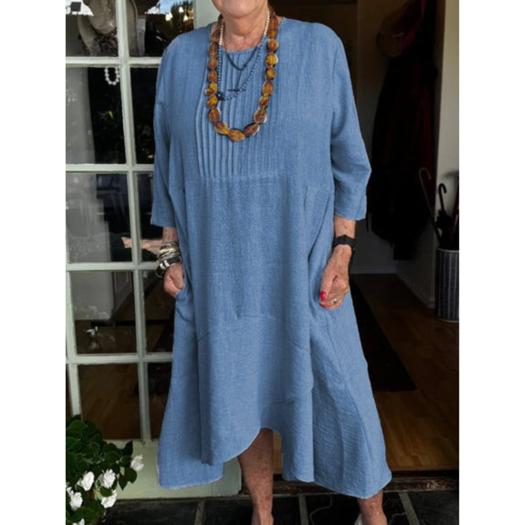 Women's Pleated Dress with Irregular Hem