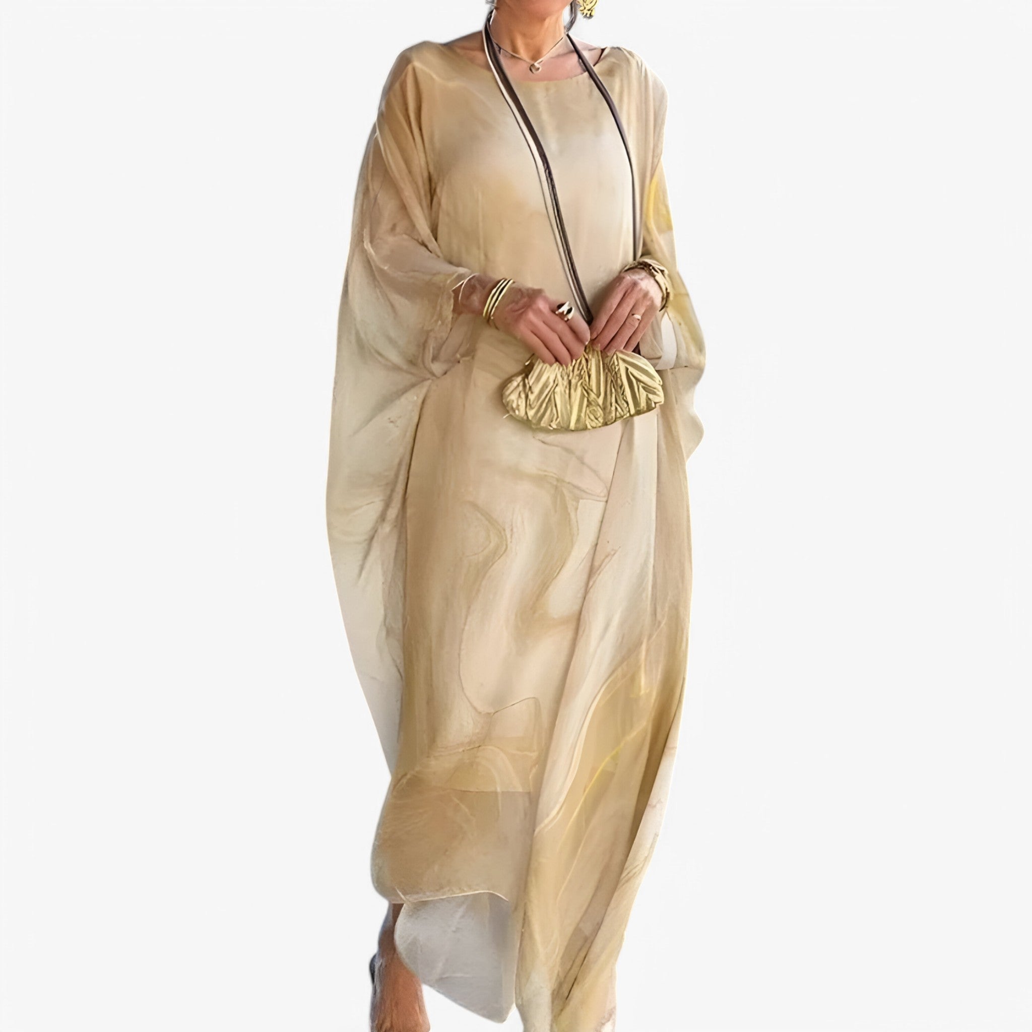 Women's Marble-patterned maxi dress – unique and elegant