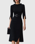 Women's Blythewyn Classic Black Midi Dress - Timeless Elegance for