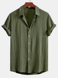 Crinkled-Textured Button-Up Shirt