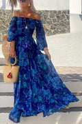 Women's Floral Off-Shoulder Maxi Dress - Flowy, Boho-Chic Summer Style