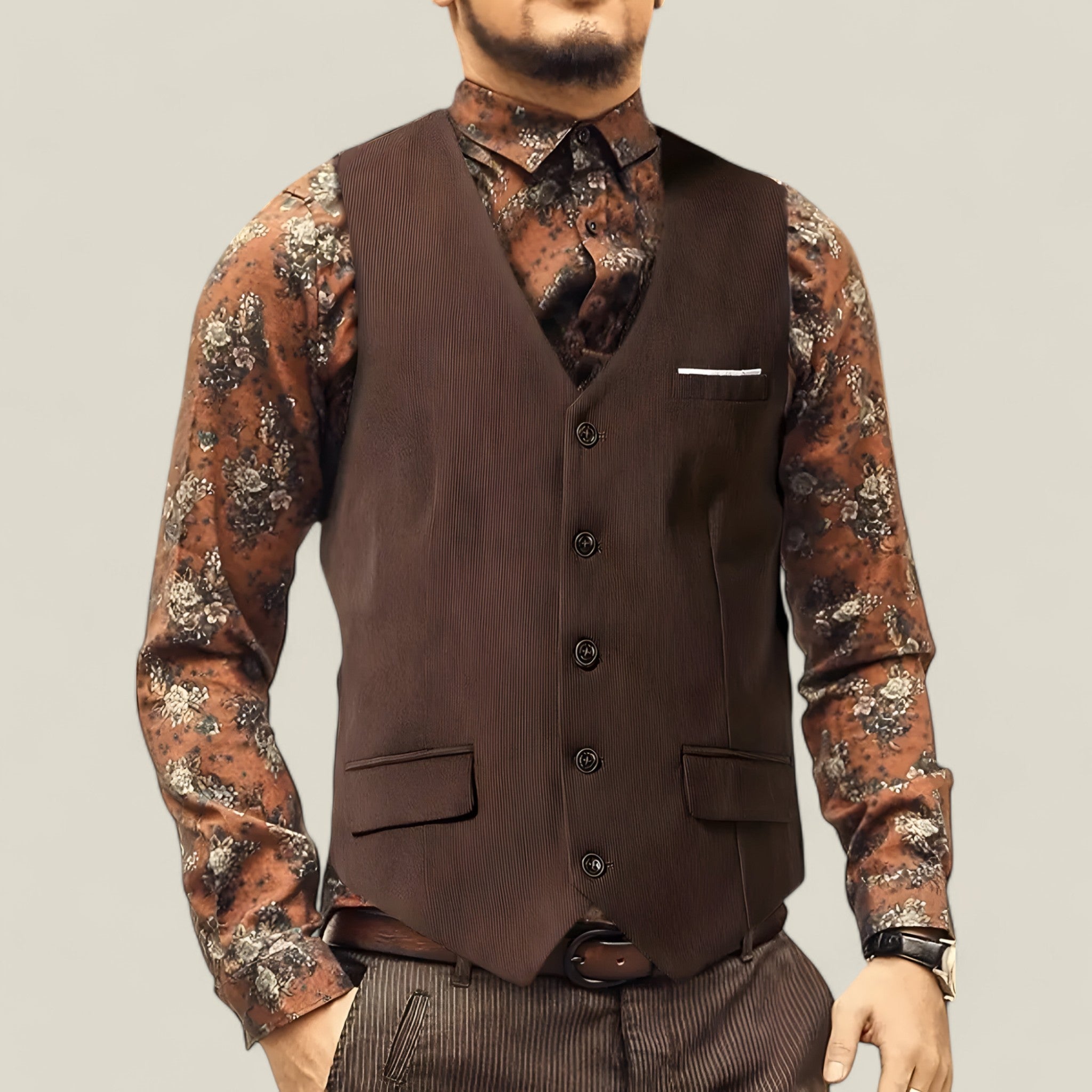 Edward | Gilet en corduroy pour homme à col en V – Style vintage britannique