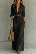 Azura Belted Button-Down Wrap Maxi Dress