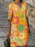 Women's Vivid Floral Midi Dress