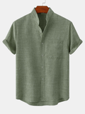 Men's Stand Collar Shirt with Pocket