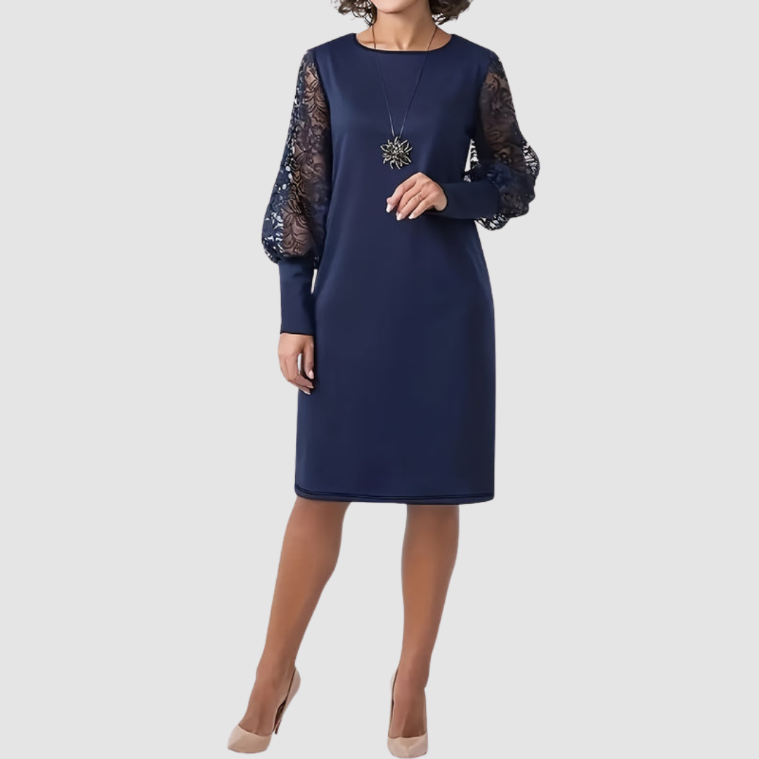 Women's Graceful Floral Lace-Trim Dress