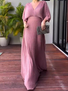 Bold, Vibrant Pleated Maxi Dress