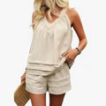 Women's Two-piece set with sleeveless V-neck