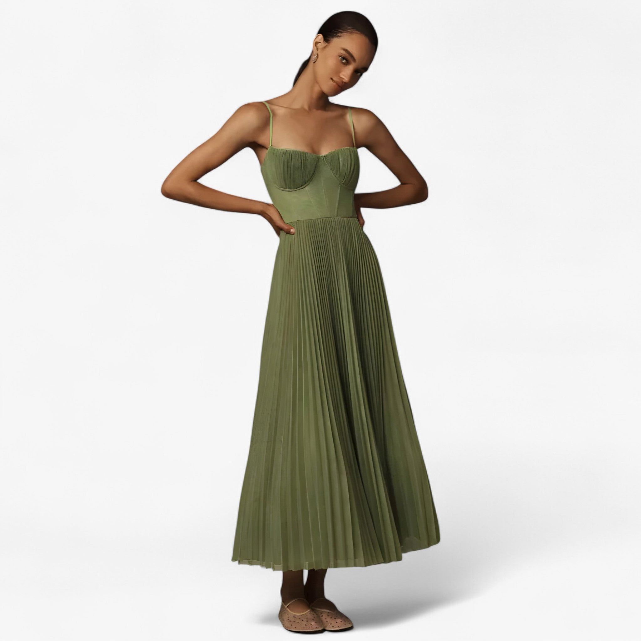 Women's Midi dress with lovely pleats and a flattering body-hugging