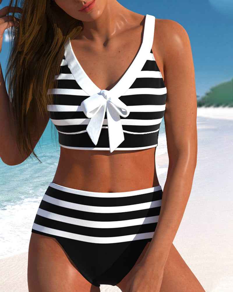 Muse® | Gestreifter Bikini mit hohem Bund