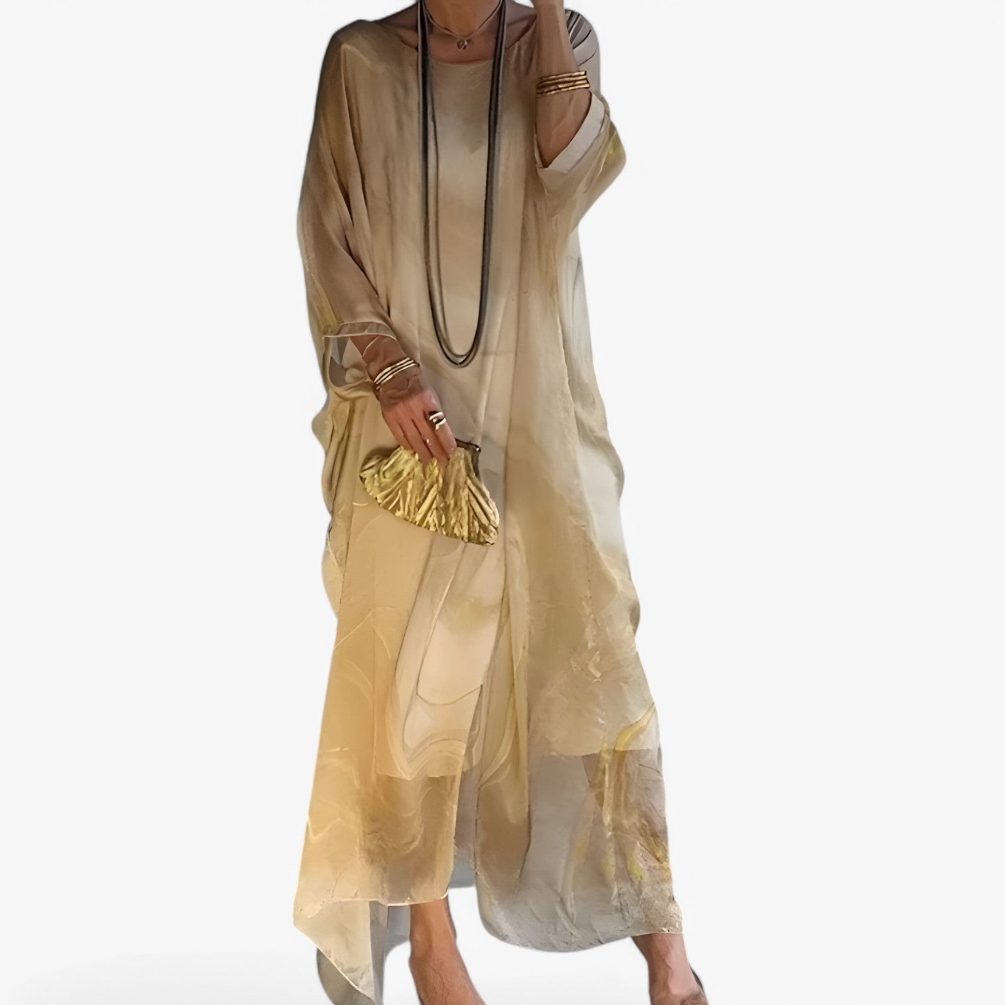 Women's Marble-patterned maxi dress – unique and elegant