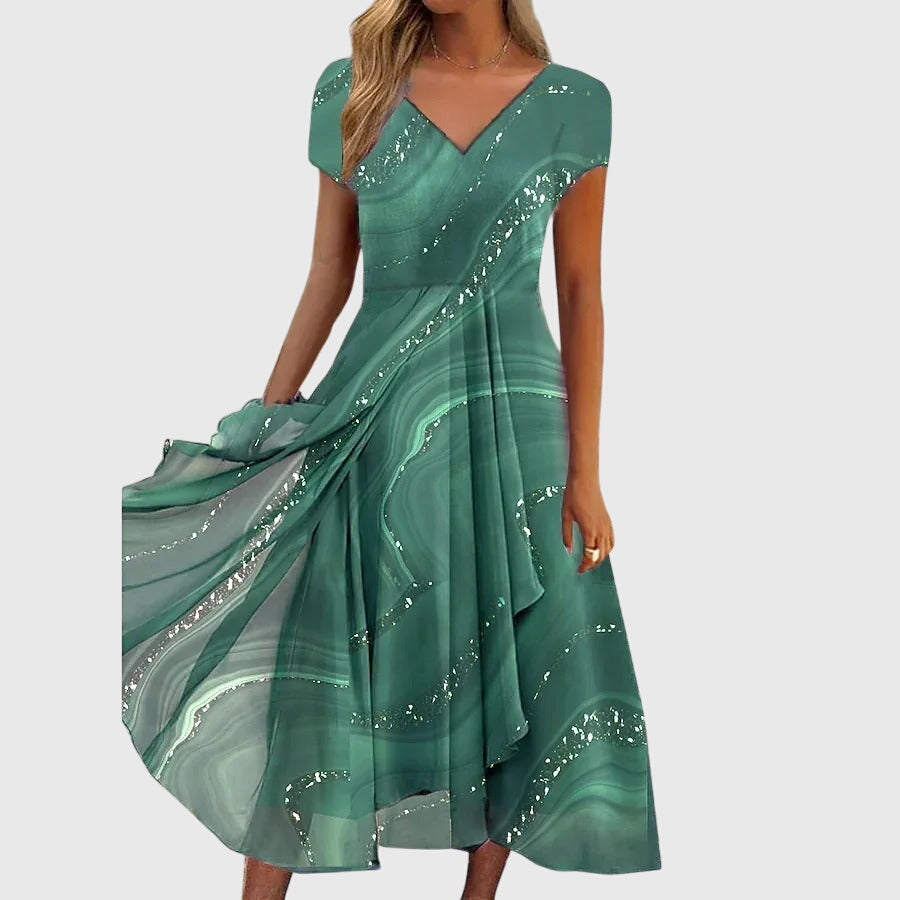 Women's Aubrielle Flowing Midi Dress - Effortless Elegance in a Flowy