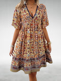 Women's Bohemian Paisley-Print V-Neck Summer Dress