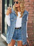 Mira Autumn Retro Denim Vest Jacket - Vintage-Inspired Denim for Effortless Fall Style