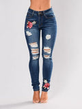 Women's Luna Rose Embroidered Distressed Denim Skinny Jeans — Trendy,