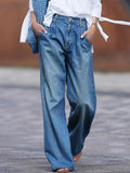 Women's Waist Wide-Leg Denim Jeans - Flattering Fit & Everyday Comfort