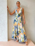 Women's Long lace dress with lemon print for a refreshing look