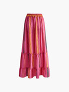 Boho-Chic Printed Drawstring Ruffle Skirt