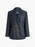 Women's Clara Cotton Lapel Denim Blazer - Effortless Everyday Style