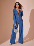 Women's Remi Long-Sleeve Denim Jumpsuit – Effortless Casual Chic