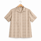 Bold Geometric Jacquard Cuban Shirt - Modern Pattern, Effortless Style