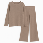 Eliza | Hyggeligt ribbet loungesæt - Beige - women's fashion - {{ product_tags }