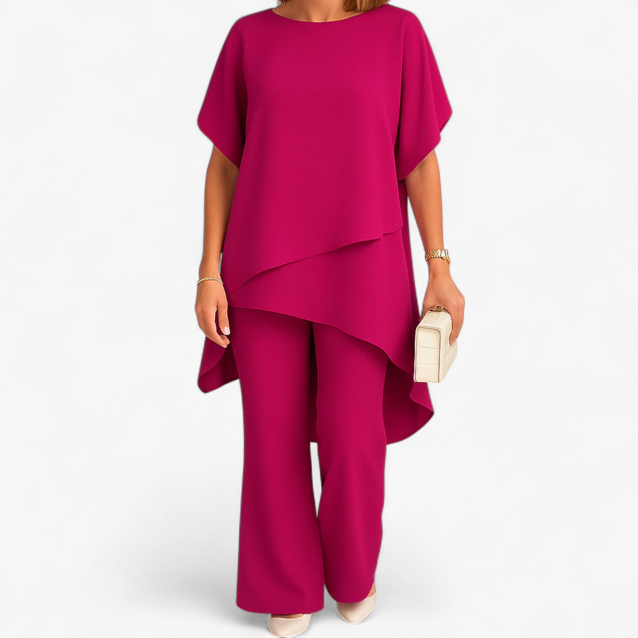 Chiffon Top & Flowing Loose-Fit Pants Set