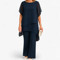 Women's Chiffon Asymmetric Top and Wide-Leg Pants
