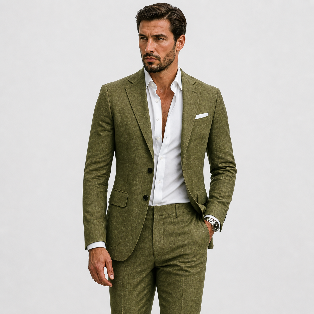 Herre Linnedjakkesæt Slim-Fit - Sommerlig Elegance - - Suits - {{ product_tags }